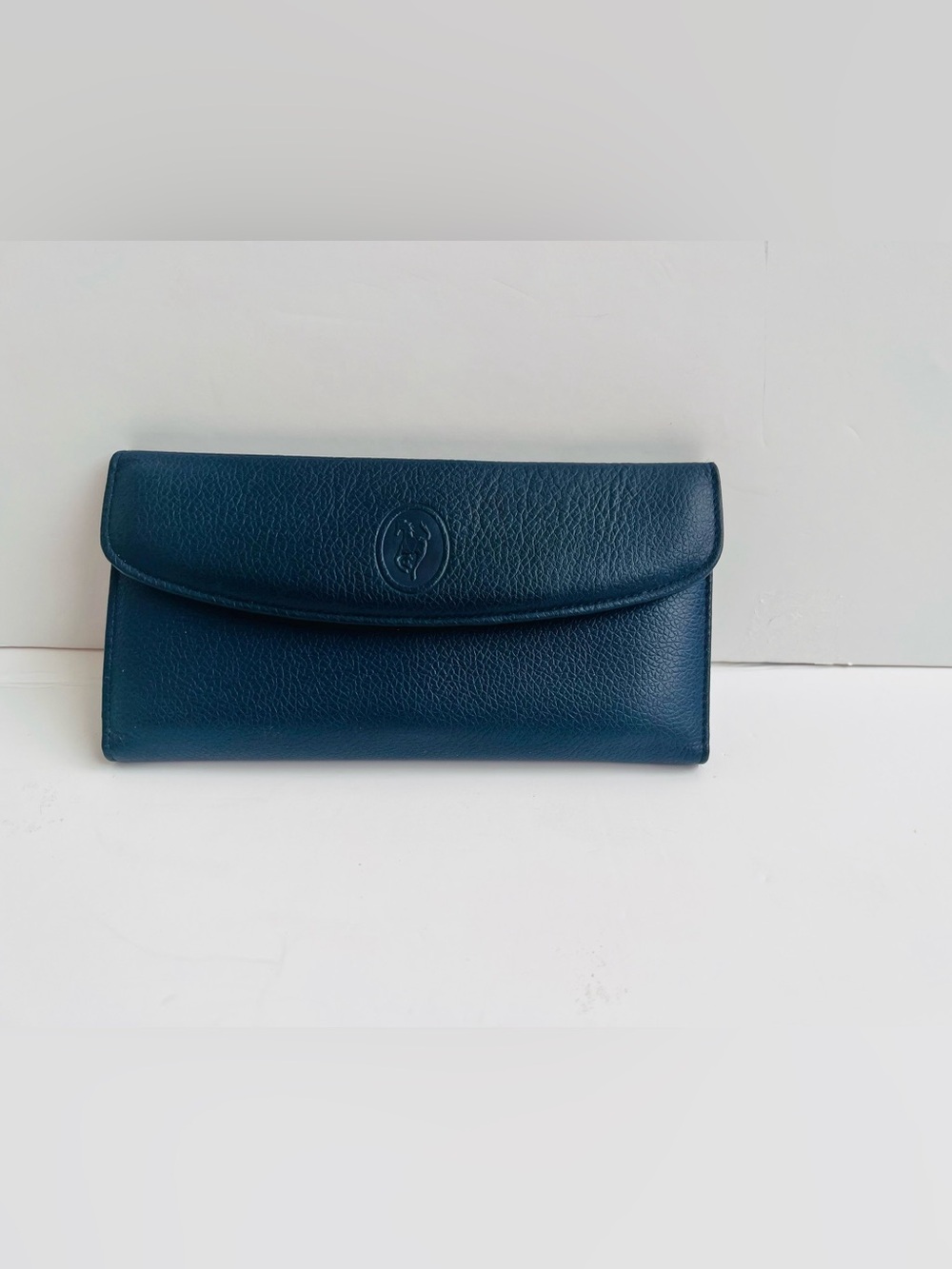 Vintage Buxton Blue Nappa Leather Envelope Clutch Wallet - EUC